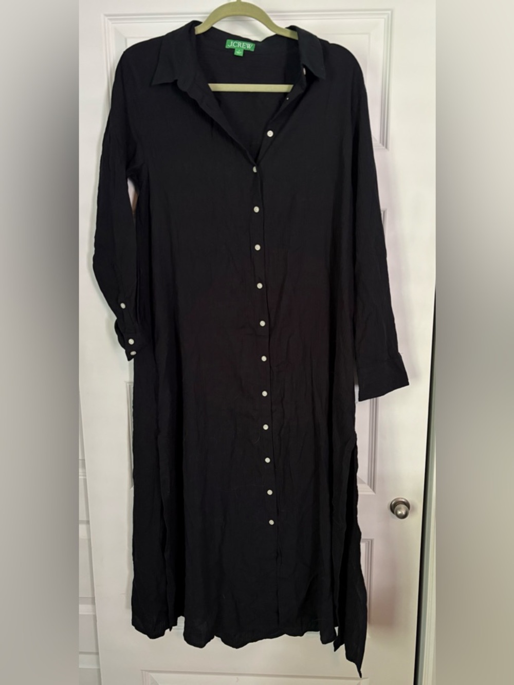 J.Crew Black Button-Front Shirt Dress